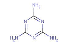 Representative chemical structure of melamine, with SMILES notation: c1(nc(nc(n1)N)N)N